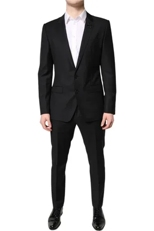 Dolce & Gabbana Jakkesæt, Herre, Sort, S, Uld, Slim Fit Ulddragt - 2 Stykker