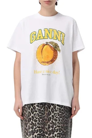 Ganni Top, Dame, Hvid, S, Hvid Grafisk Tee Skjorte