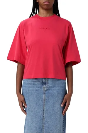 Pinko Top, Dame, Rød, S, Bomuld, Sort Boxy Tee til Kvinder