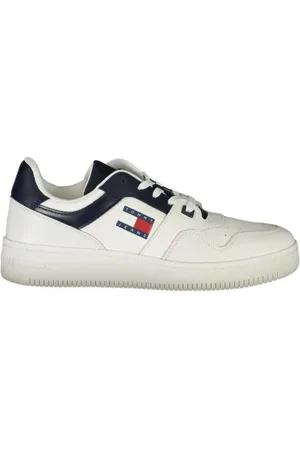 Tommy Hilfiger Sko, Herre, Hvid, 46 EU, Polyester, Blå Polyester Sneakers til Mænd