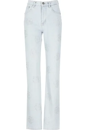 ROTATE Jeans, Dame, Blå, W27, Bomuld, Lysblå Bomuldsjeans med Strass-detaljer