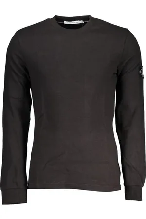 Calvin Klein Strik, Herre, Sort, XS, Bomuld, Logo Bomuldssweater Crewneck