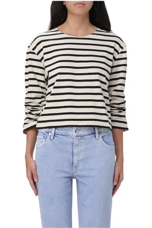 Tory Burch Top, Dame, , S, Bomuld, Stribet Crew Neck Top