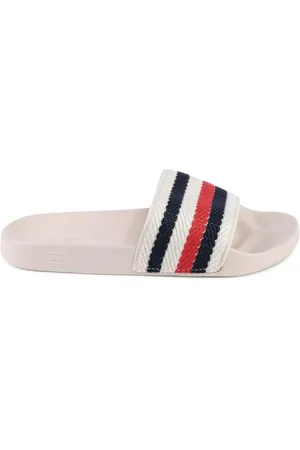 Tommy Hilfiger Sko, Dame, Flerfarvet, 37 EU, Polyester, Beige Polyester Slides til kvinder