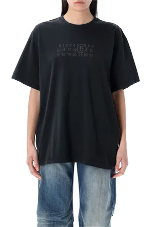 Maison Margiela Top, Dame, Sort, M, Bomuld, Sort Numerisk Logo T-Shirt Oversize Pasform