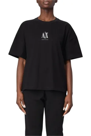 Armani Exchange Top, Dame, Sort, XS, Uld, Hvid Logo Tee Stilfuld og alsidig