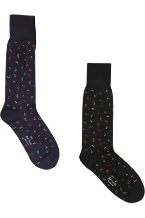Paul Smith Undertøj, Herre, Flerfarvet, ONE SIZE, Bomuld, Farverige Script Lettering Sokker
