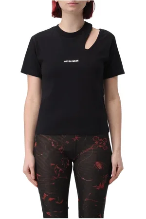 OTTOLINGER Top, Dame, Sort, XS, Bomuld, Sort kortærmet CutOut T-shirt