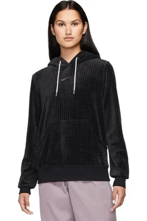 Nike Sweathshirts & Hoodies, Dame, Sort, L, Uld, Velour Hoodie Sort Klassisk Stil