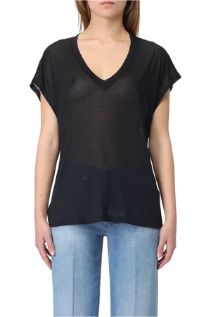 Dondup Top, Dame, Sort, M, V-formet Modal T-shirt