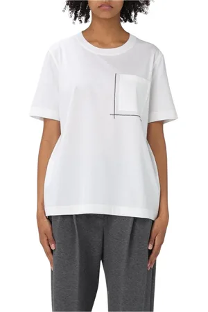 Brunello Cucinelli Top, Dame, Hvid, XL, Bomuld, Hvid Minimalistisk T-shirt