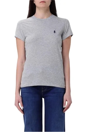 Ralph Lauren Top, Dame, Grå, 2XL, Klassisk Hvid Crew Neck T-Shirt