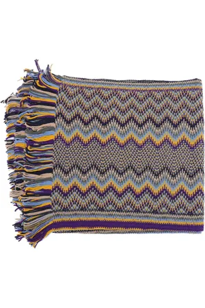 Missoni Tilbehør, Dame, Flerfarvet, ONE SIZE, Uld, Geometrisk Mønster Frynse Tørklæde