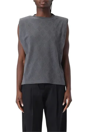 Golden Goose Top, Dame, Grå, M, Ærmeløs DiamondPattern Top Grå Kvinder