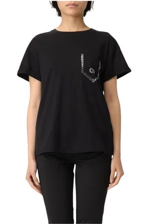 Liu Jo Top, Dame, Sort, S, Sort Crewneck T-shirt til kvinder