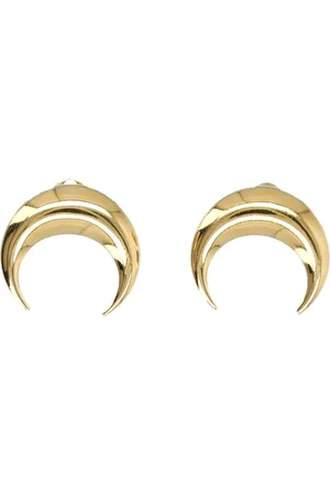 Marine Serre Tilbehør, Dame, Gul, ONE SIZE, Uld, Måne Studs Sæt med To Øreringe