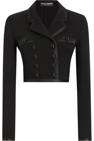 Dolce & Gabbana Jakke, Dame, Sort, S, Dobbeltbrystet kort jakke