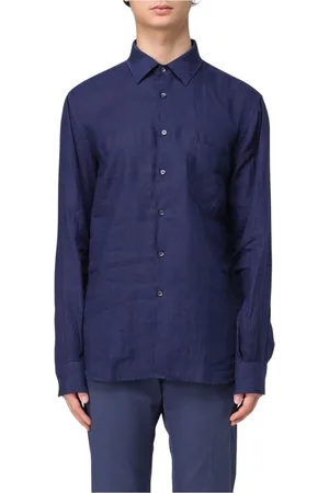 Aspesi Skjorte, Herre, Blå, 3XL, Linned, Klassisk Linnedskjorte