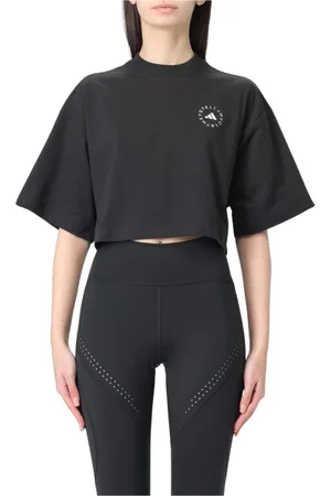 adidas Top, Dame, Sort, M, Bomuld, Sort Rund Hals T-Shirt Korte Ærmer