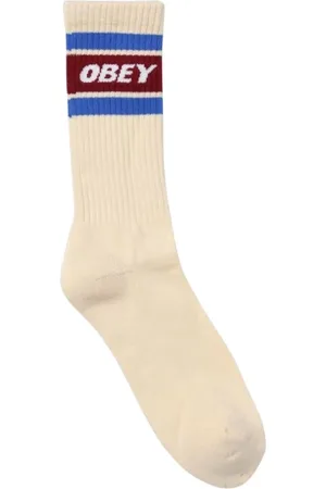 Obey Undertøj, Herre, , ONE SIZE, Bomuld, Logo Crew Socks Mænd Ivory