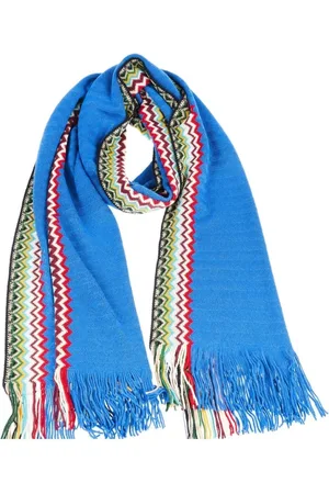 Missoni Tilbehør, Herre, Blå, ONE SIZE, Geometrisk Frynset Tørklæde