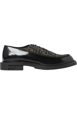 Fendi Sko, Herre, Sort, 41 EU, Læder, Jacquard Læder Oxford Sko