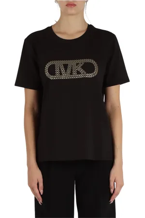 Michael Kors Top, Dame, Sort, XS, Bomuld, Bomulds-T-shirt med metaldetaljer