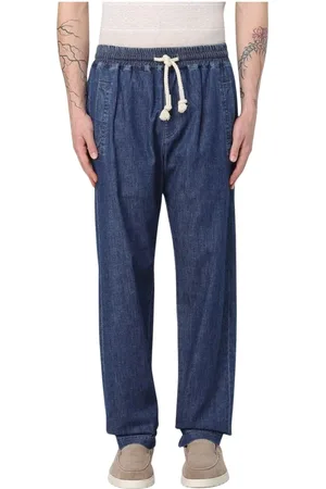 ELEVENTY Jeans, Herre, Blå, L, Uld, Denim Snørebåndsbukser Stilfuld Komfort