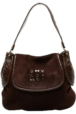 Bvlgari Pre-owned, Dame, Brun, ONE SIZE, Uld, Pre-owned Canvas skuldertasker