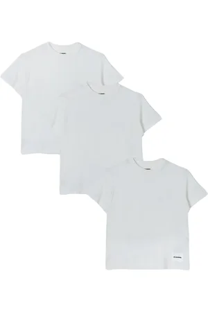 Jil Sander Top, Dame, Hvid, L, Bomuld, Sort Crew Neck Tee