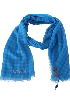 Missoni Tilbehør, Herre, Blå, ONE SIZE, Uld, Kashmir Ternet Mønster Tørklæde Blå Unisex