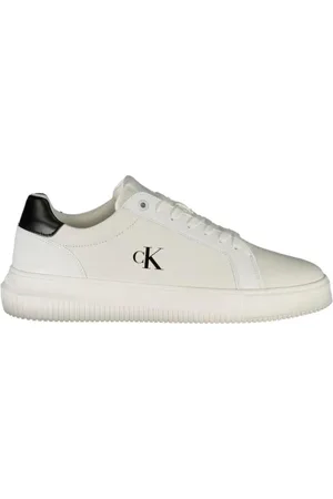 Calvin Klein Sko, Herre, Hvid, 43 EU, Polyester, Hvide polyester sneakers med polstret sål