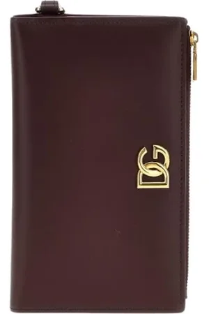 Dolce & Gabbana Tilbehør, Dame, Brun, ONE SIZE, Læder, Multifarvet Læder Lynlås Pung
