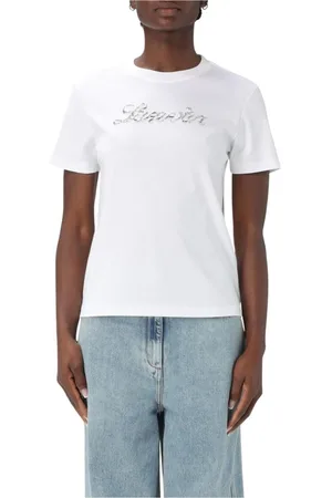Lanvin Top, Dame, Hvid, XS, Bomuld, Grafisk Print Bomuld T-Shirt