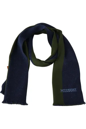 Missoni Tilbehør, Herre, Flerfarvet, ONE SIZE, Uld, Stribet Uldtørklæde med Logo Broderi