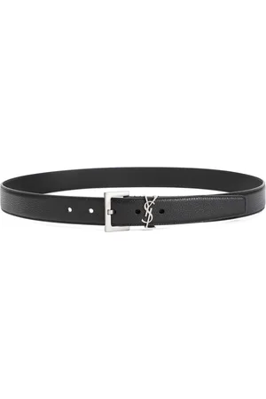 Saint Laurent Tilbehør, Herre, Sort, 105 CM, Læder, Sort Læderbælte med Sølvspænde