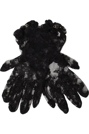 VALENTINO GARAVANI Tilbehør, Dame, Sort, 6 IN, Uld, Sort Blondehandsker Elegant Stilfuld Kvinde