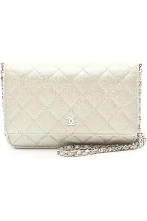 CHANEL Pre-owned, Dame, Grå, ONE SIZE, Uld, Pre-owned Laeder crossbody-tasker