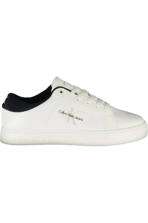 Calvin Klein Sko, Herre, Hvid, 44 EU, Polyester, Hvide polyester sneakers til mænd