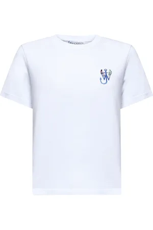 J.W.Anderson Top, Dame, Hvid, M, Bomuld, Anchor Logo Print Hvid T-shirt