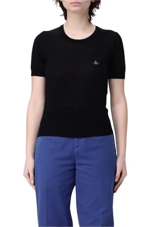 Vivienne Westwood Top, Dame, Sort, S, Uld, Merino Wool Strik Top Sort