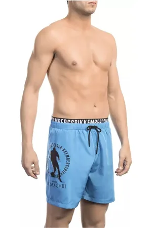 Bikkembergs Badetøj, Herre, Blå, L, Lyseblå Badeshorts med Lagdelt Detalje