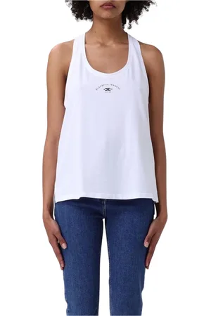 Elisabetta Franchi Top, Dame, Hvid, L, Bomuld, Hvid Racerback Tank Top
