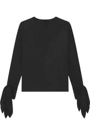 Givenchy Top, Dame, Sort, XS, Elegant V-Neck Bluse