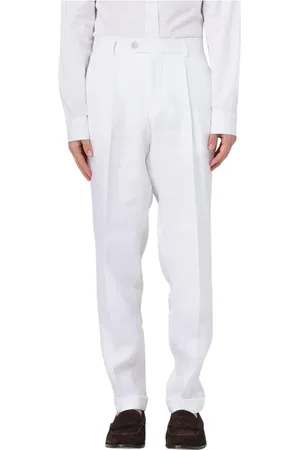 HUGO BOSS Bukser, Herre, Hvid, M, Uld, Klassiske Linnedbukser Stilfuldt Valg