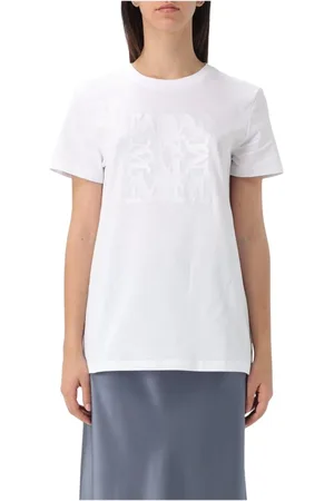 Max Mara Top, Dame, Hvid, L, Bomuld, Hvid Logo T-shirt
