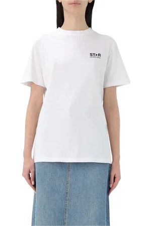 Golden Goose Top, Dame, Hvid, L, Bomuld, Stjerne Logo T-shirt Korte Ærmer