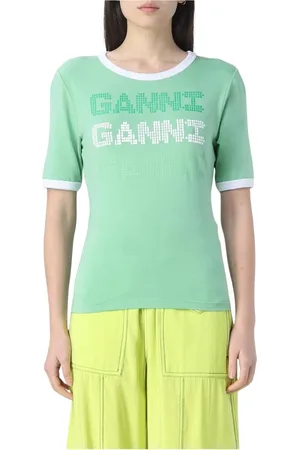 Ganni Top, Dame, Grøn, L, Bomuld, Casual Tee