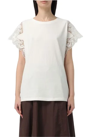 Twin-Set Top, Dame, Hvid, 2XL, Bomuld, Hvid Blonde Bomuld Top