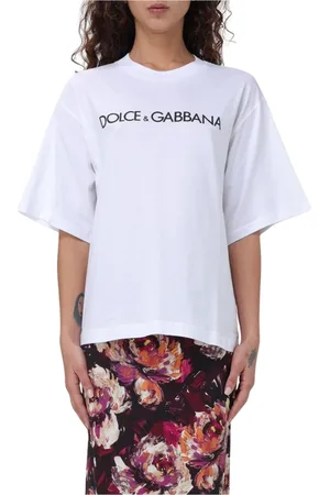 Dolce & Gabbana Top, Dame, Hvid, M, Bomuld, Logo T-shirt til kvinder